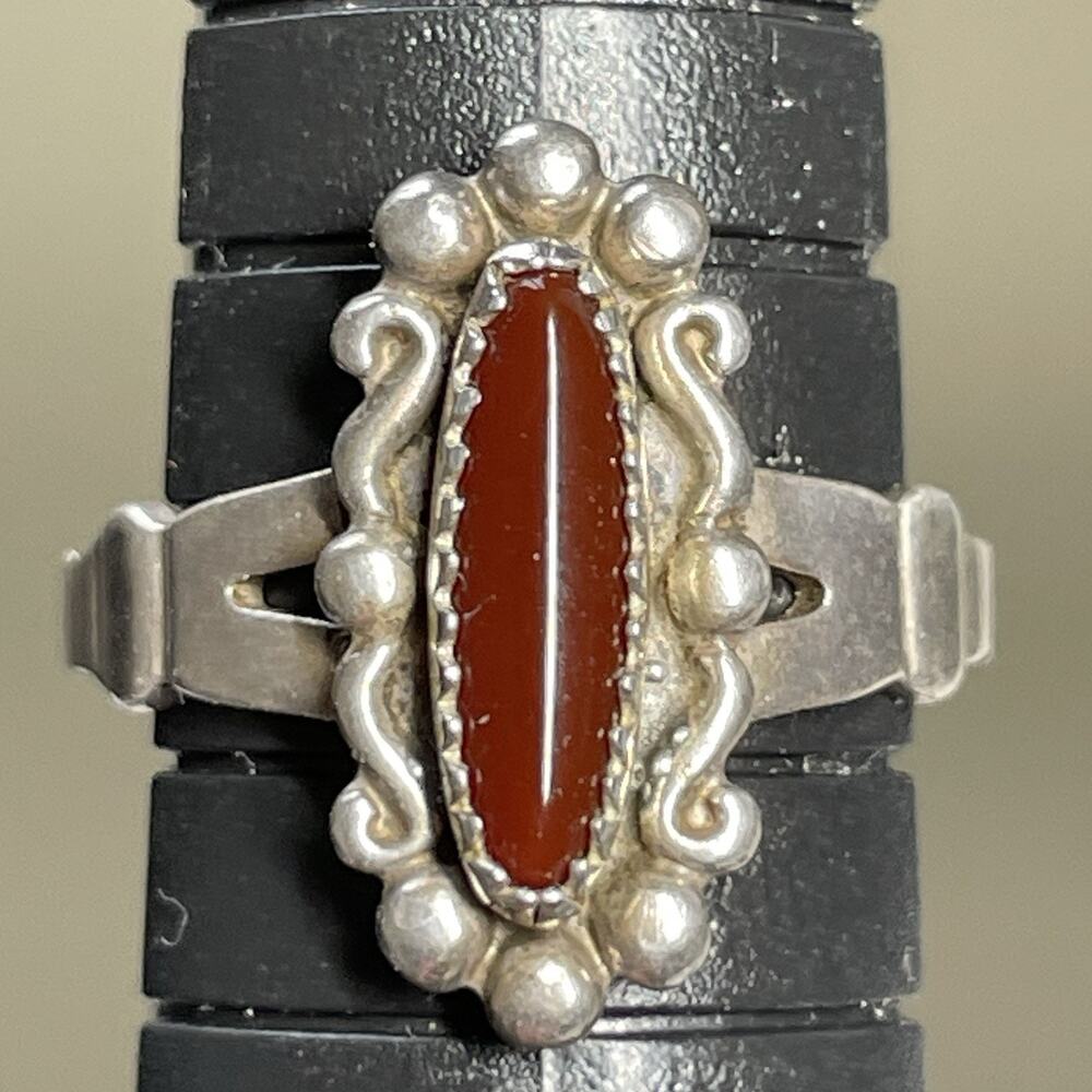 Vintage Sterling Silver Red Carnelian Ring size 5.5